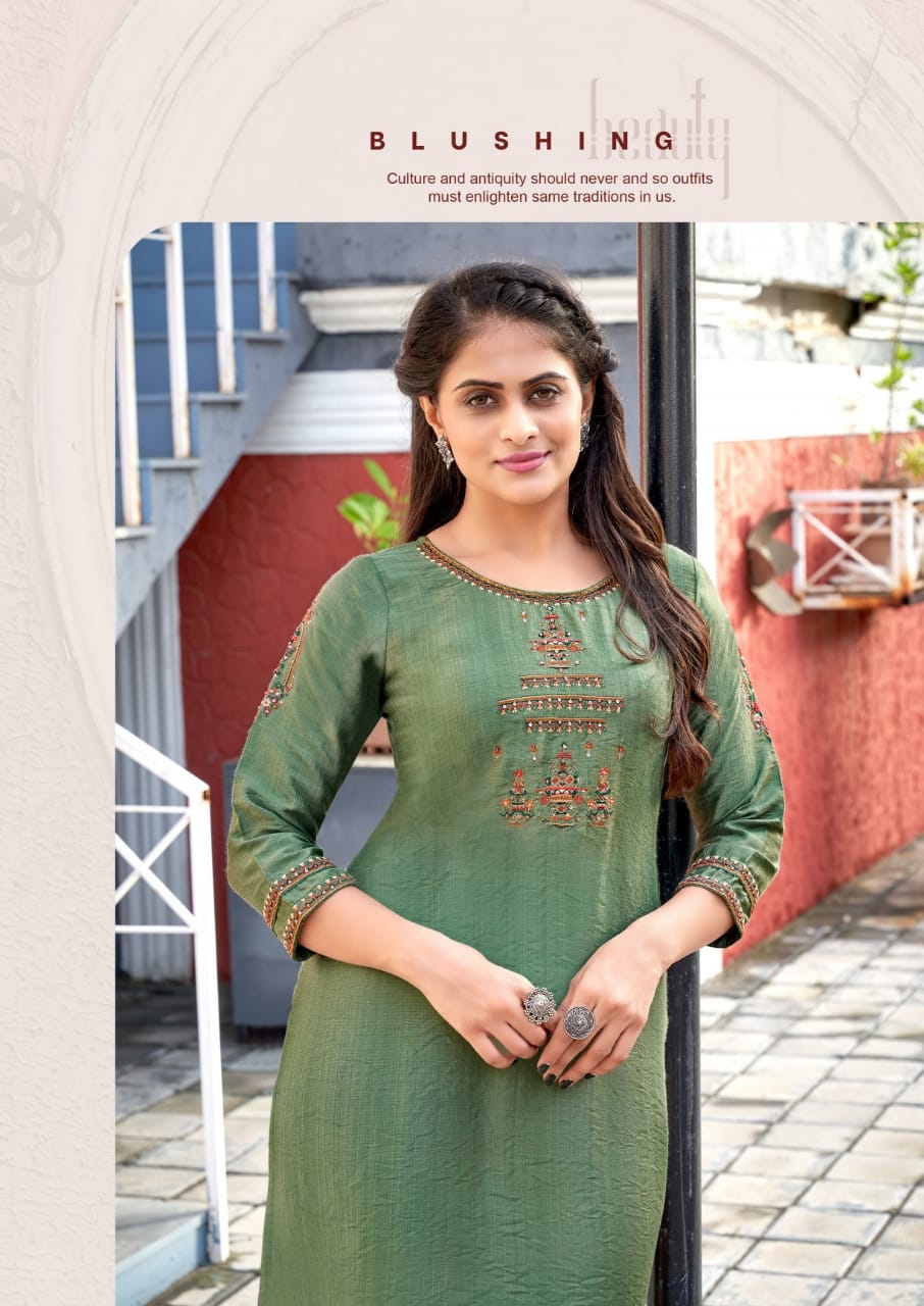 Koodee Veer 1 Fancy Party Wear Viscose Silk Embroidery Kurti Collection